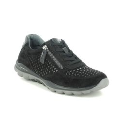 Gabor Comfort Lacing Shoes - Black nubuck - 56.968.87 FANTASTIC SPARKLE