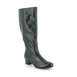 Gabor Knee High Boots - Black leather - 32.848.57 MADRID WIDE LEG