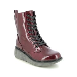 Heavenly Feet Lace Up Boots - Red patent - 3006/61 FESTIVAL WEDGE