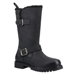 Hush Puppies Mid Calf Boots - Black leather - 37856-70541 WINNIE TEX