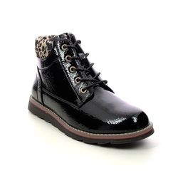 Lotus Lace Up Boots - Black patent - ULS333/10 LEXIS NAOMI SYC