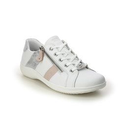 Remonte Comfort Lacing Shoes - WHITE LEATHER - D1E00-81 LIVON ZIP