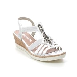 Remonte Wedge Sandals - White-silver - R6262-90 HYFAWN