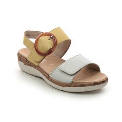 Remonte Comfortable Sandals - White Yellow Leather - R6853-68 PARIBUCK