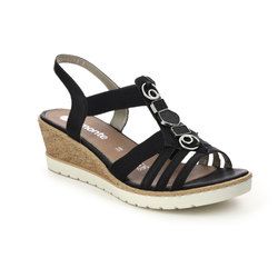 Remonte Wedge Sandals - Black - R6264-02 HYFAWN