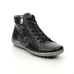 Remonte Hi Top Boots - Black leather - R1484-02 ZIGINZIPS TEX