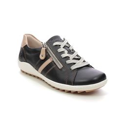 Remonte Comfort Lacing Shoes - Black leather - R1432-01 ZIGZIP 1