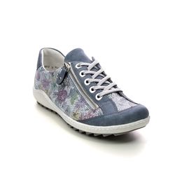 Remonte Comfort Lacing Shoes - Blue Floral - R1402-13 ZIGZIP 21