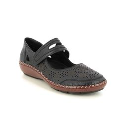 Rieker Mary Jane Shoes - Black - 44875-00 CINDERS