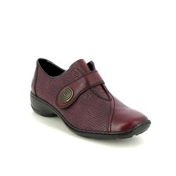 Rieker Comfort Slip On Shoes - Wine leather - 58370-35 DORVELC