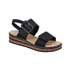 Rieker Wedge Sandals - Black - 62950-00 LOTUR SLIM
