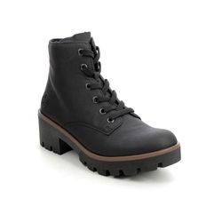 Rieker Lace Up Boots - Black - 79240-00 NITON LACE