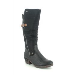 Rieker Knee High Boots - Black - 93654-00 BERNAHI TEX