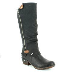 Rieker Knee High Boots - Black - 93655-00 BERNALO TEX