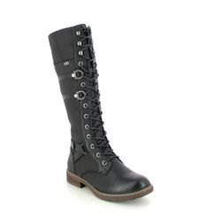 Rieker Knee High Boots - Black - 94732-00 FRESH TEX LACE