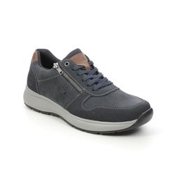 Rieker Casual Shoes - Navy leather - B7613-14 DELSON ZIP TEX