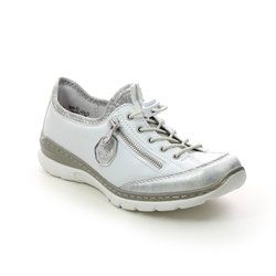 Rieker Comfort Lacing Shoes - White Silver - L3263-80 MEMOSIL