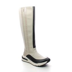 Rieker Knee High Boots - Off White Black - M6690-60 PANITA