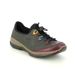 Rieker Comfort Lacing Shoes - Green Wine - N3271-54 MEMCLOWN