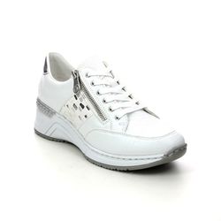 Rieker Comfort Lacing Shoes - White - N4322-80 VICTIZ