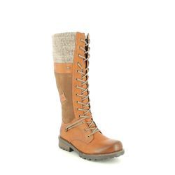 Rieker Knee High Boots - Tan - Z0442-24 FRESH TEX LACE