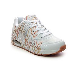 Skechers Trainers - White Gold - 155523 UNO GOLDCROWN METALLIC LOVE