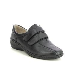 Waldlaufer Comfort Slip On Shoes - Black leather - 607302/172001 KYA    2V EXTRA WIDE