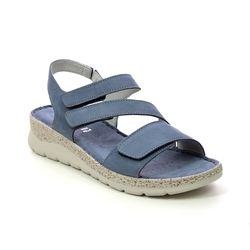 Begg Exclusive Wedge Sandals - BLUE LEATHER - 937147200/72 TRAMBA WIDE