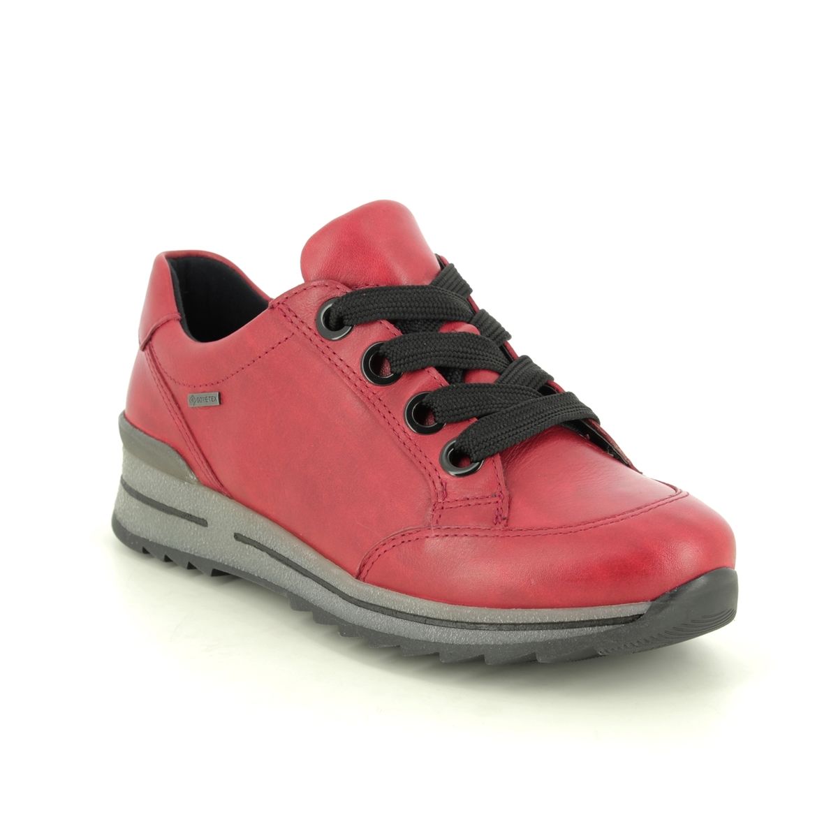 red walking shoes