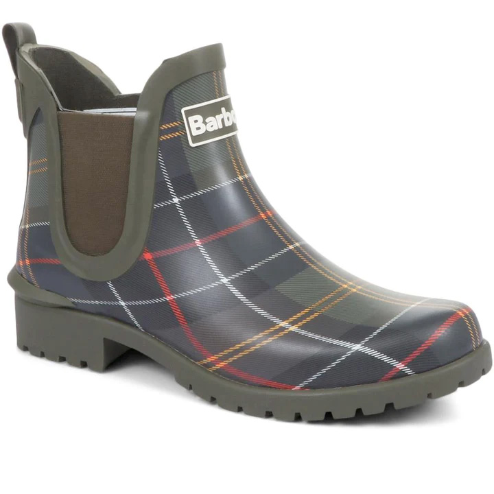Barbour Wilton Wellie Tartan Boots Lrf0066-Tn11 In Size 5 In Plain Tartan