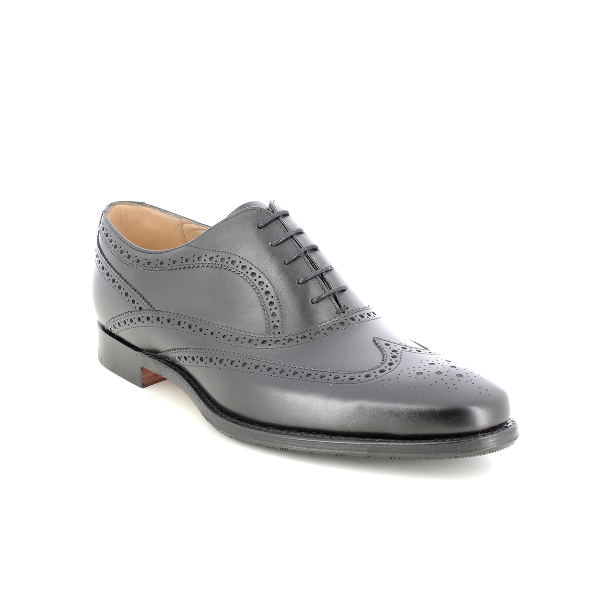 Barker  Turing In Black Leather 450216F In Size 10 In Plain Black Leather Mens Brogues In Soft Black Leather