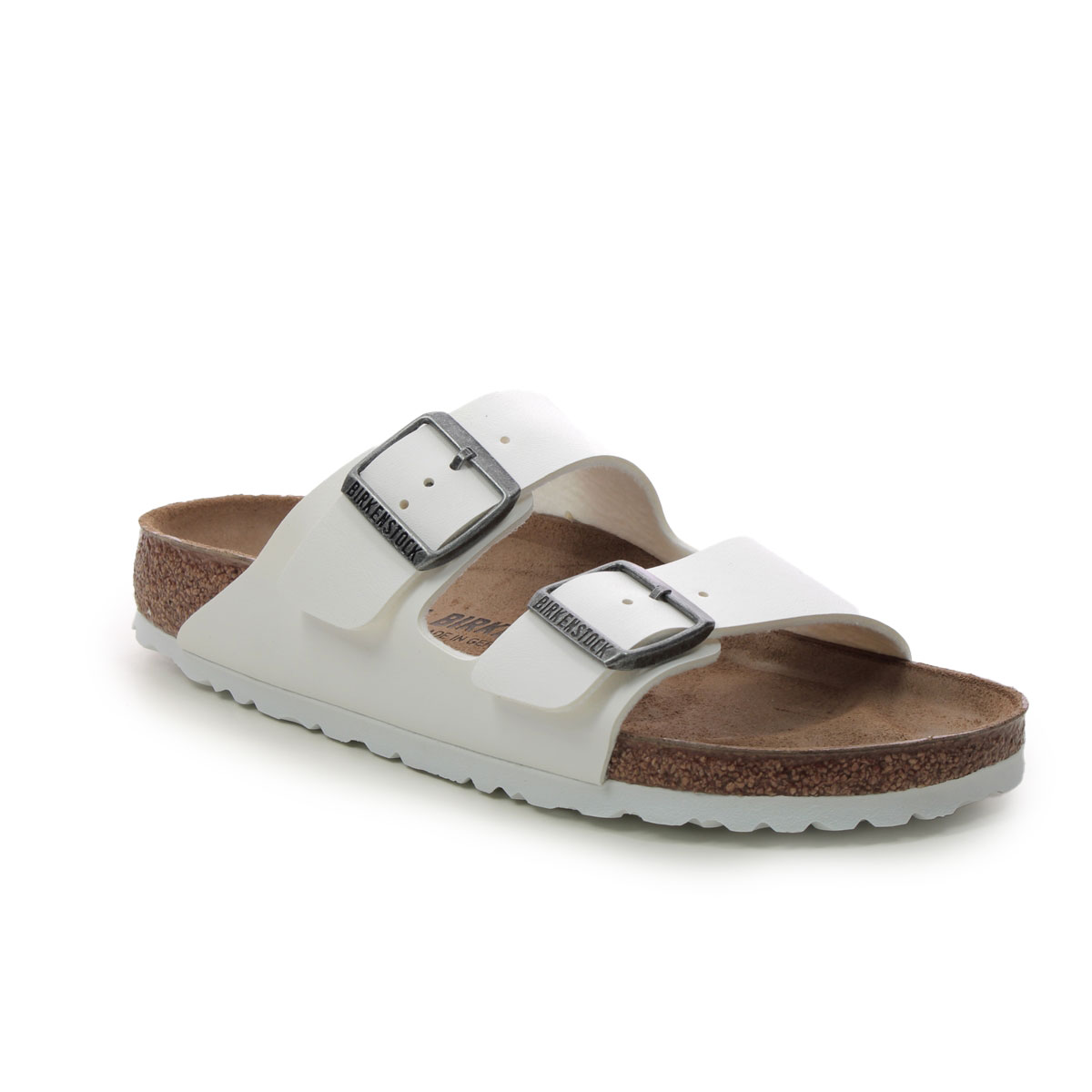 Birkenstock Arizona Ladies White Womens Slide Sandals 55268366 in a Plain Man-made in Size 38