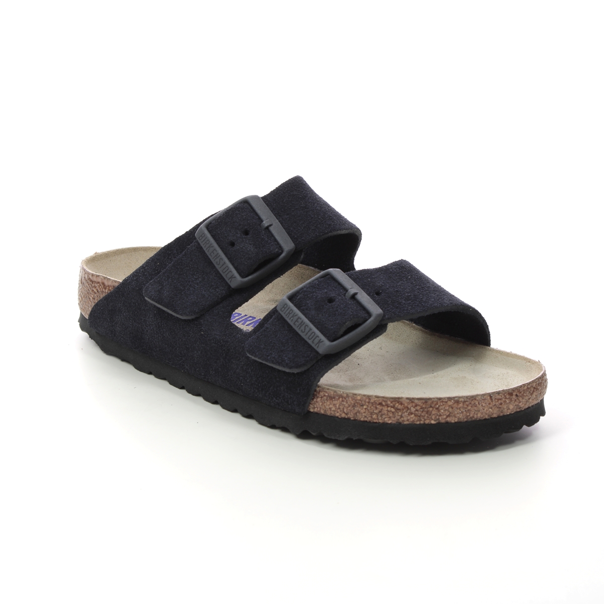 Birkenstock Arizona Soft Footbed Navy suede Womens Slide Sandals 1020716 in a Plain Leather in Size 38