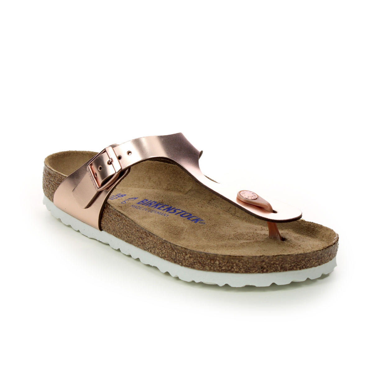Birkenstock Gizeh Soft Footbed Rose Gold Womens Toe Post Sandals 1005048- In Size 38 In Plain Rose Gold