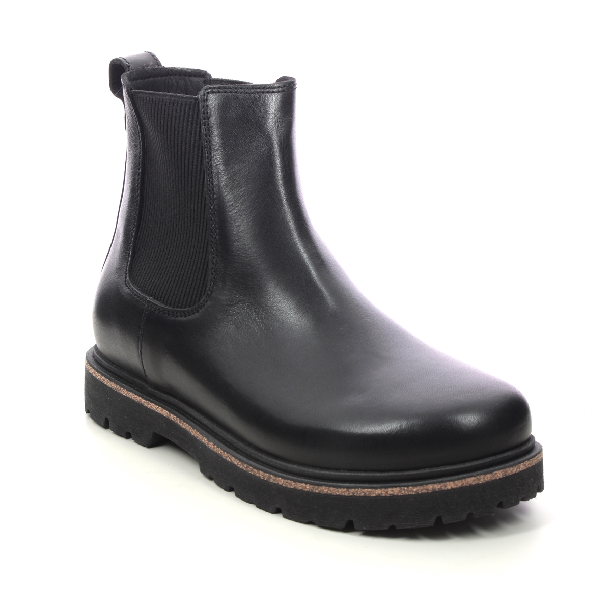 Birkenstock Highwood Black Leather Womens Chelsea Boots 1025791- In Size 40 In Plain Black Leather