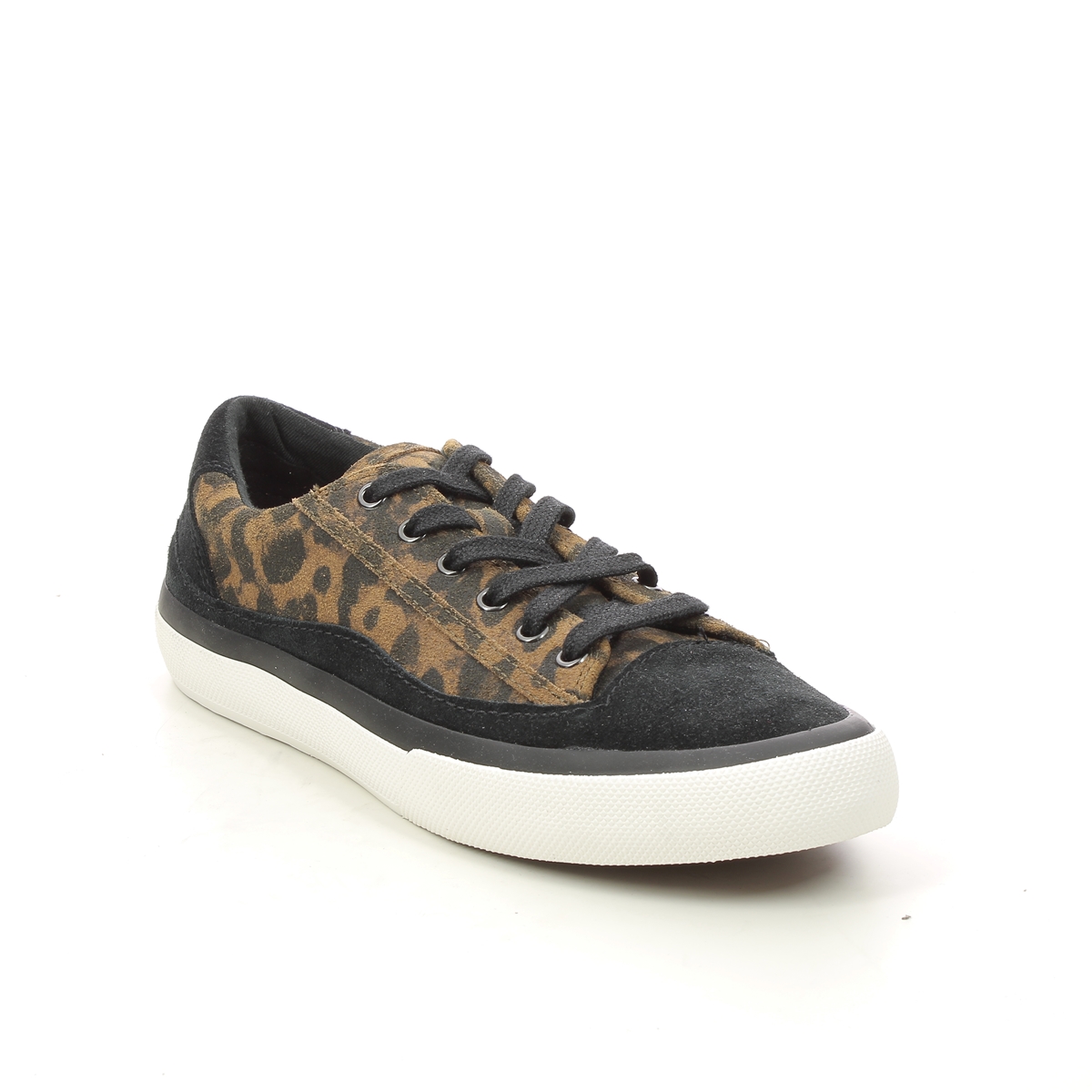 Clarks Aceley Lace Leopard print Womens trainers 6117-94D in a Leopard Leather in Size 4