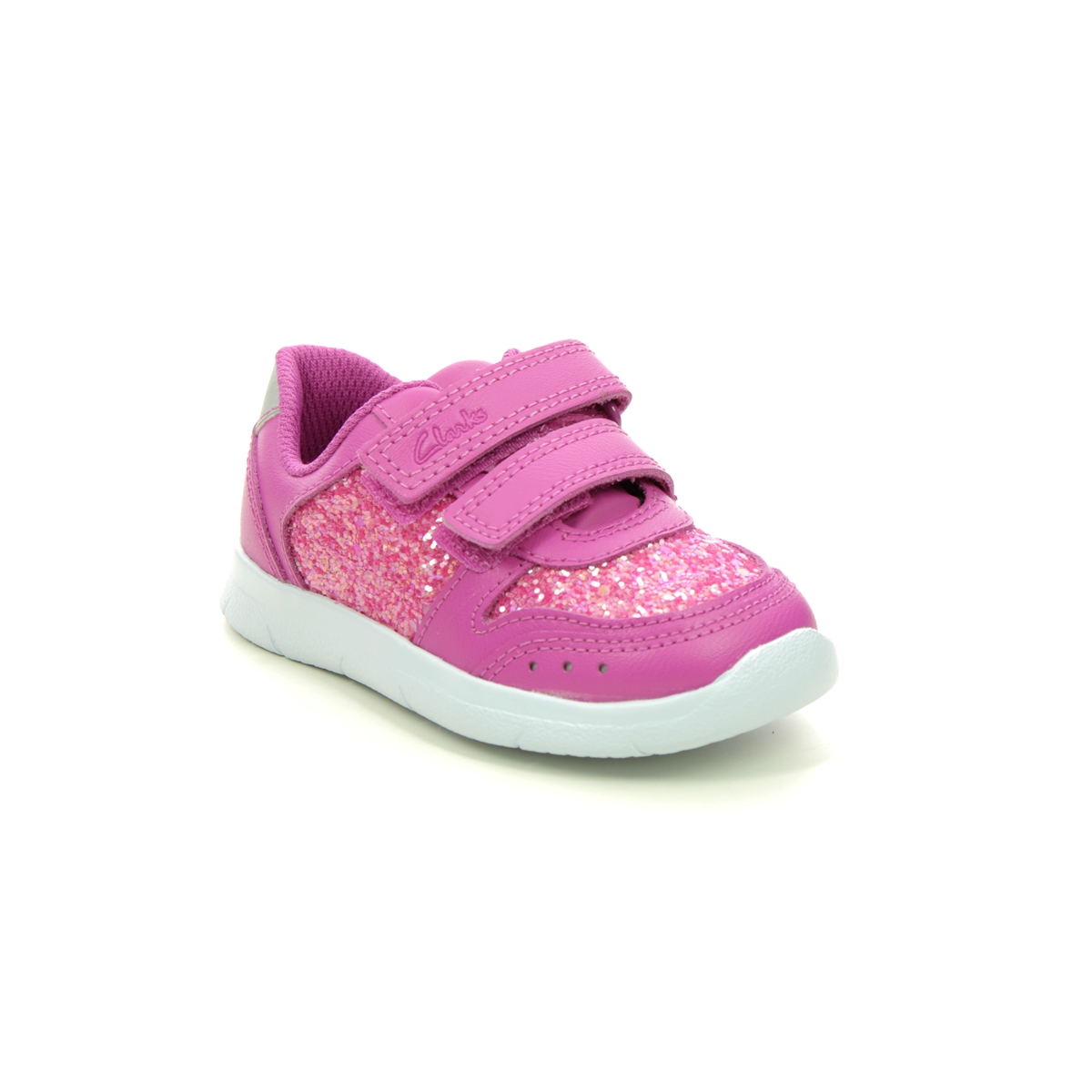 Clarks Ath Sonar T Hot Pink Kids Toddler Girls Trainers 637916F In Size 9.5 In Plain Hot Pink F Width Fitting Regular Fit