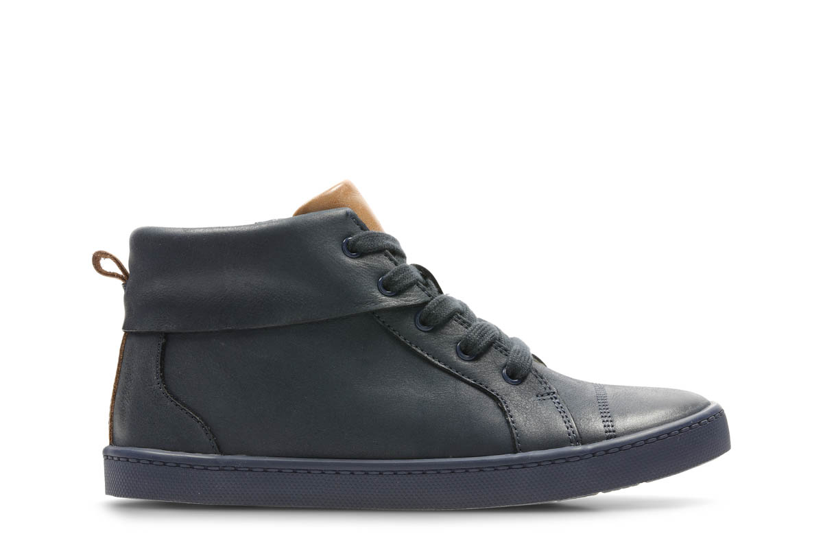 Clarks City Oasis Hi F Fit Navy Leather 
