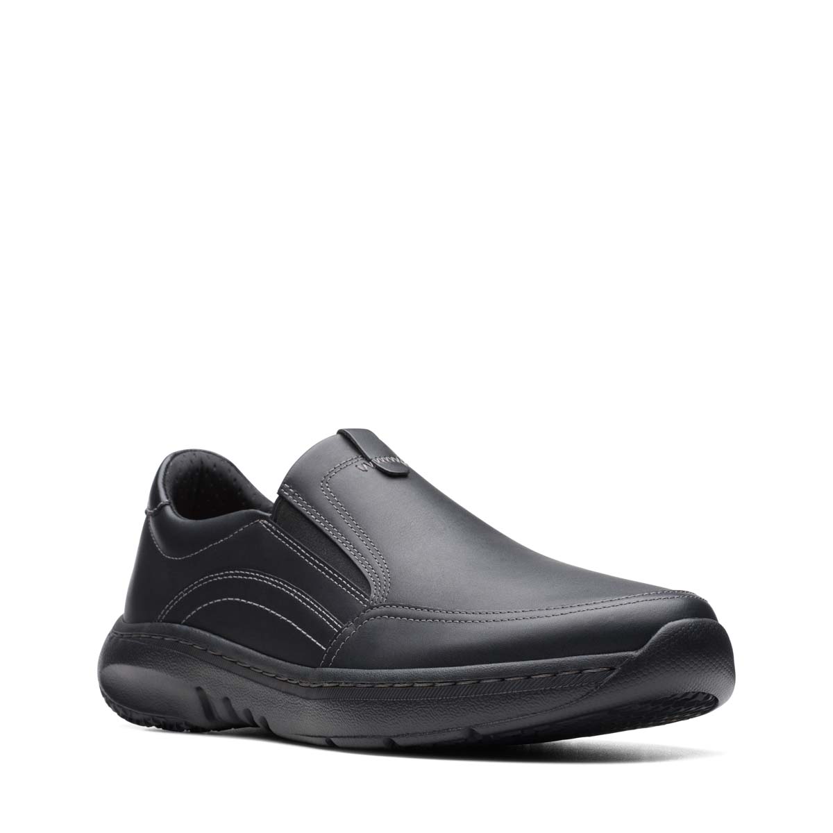 Clarks Clarkspro Step Black leather Mens Slip-on Shoes 7519-68H in a Plain Leather in Size 11