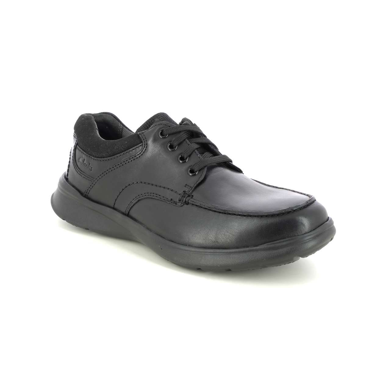 Clarks Cotrell Edge Black Leather Mens Comfort Shoes 3738-58H In Size 6 In Plain Black Leather H Width Fitting Extra Wide