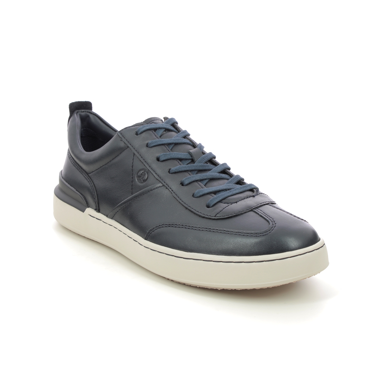 Clarks Courtlite Mode Navy Leather Mens Trainers 734747G In Size 10 In Plain Navy Leather G Width Fitting