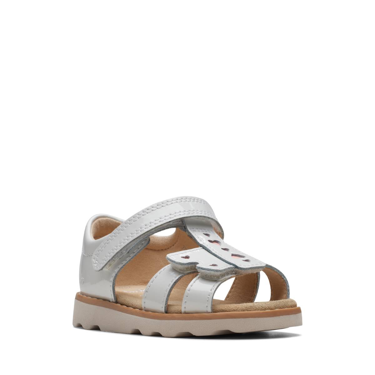 Clarks Crown Beat Zora White patent Kids sandals 7263-96F in a Plain Leather in Size 4