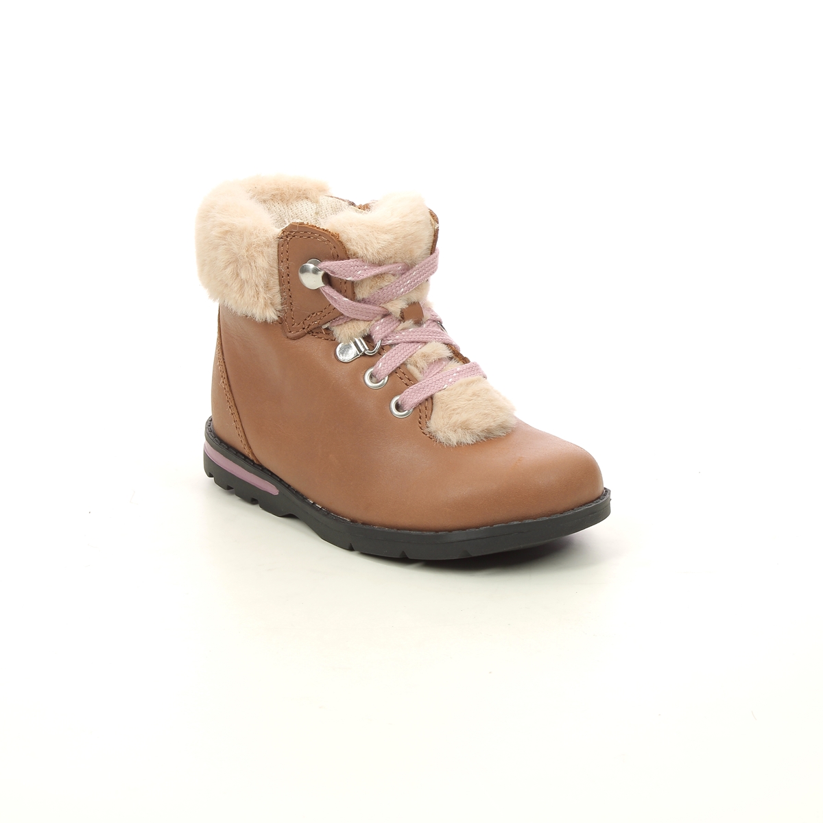 Clarks Dabi Hiker T Tan Leather Kids Toddler Girls Boots 6194-07G in a Plain Leather in Size 5.5