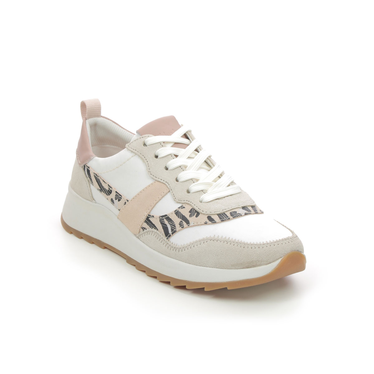 Clarks Dashlite Jazz White Pink Womens trainers 7042-94D in a Plain Leather in Size 7