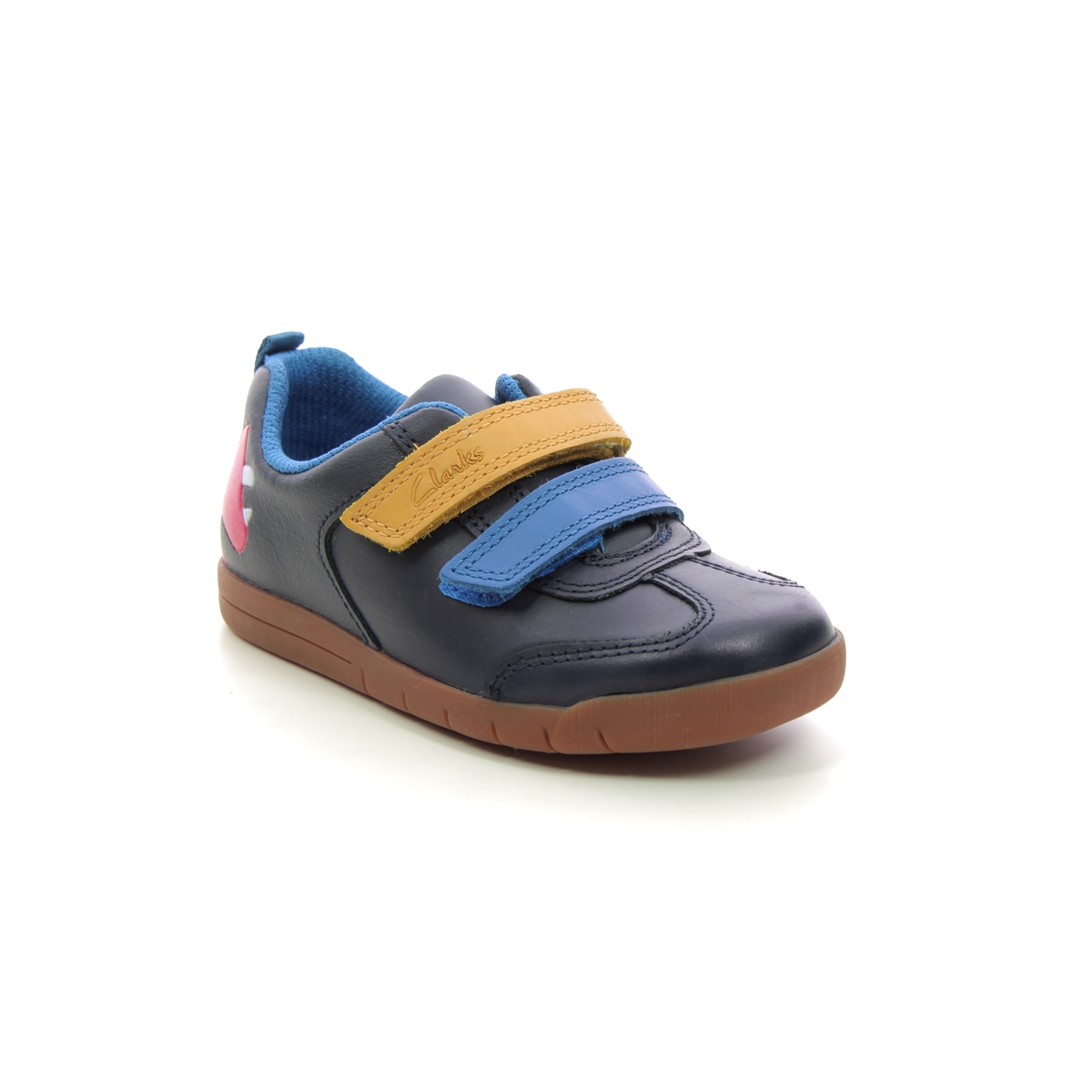 Clarks Den Play T Navy Leather Kids Boys Toddler Shoes 7159-06F in a Plain Leather in Size 6.5
