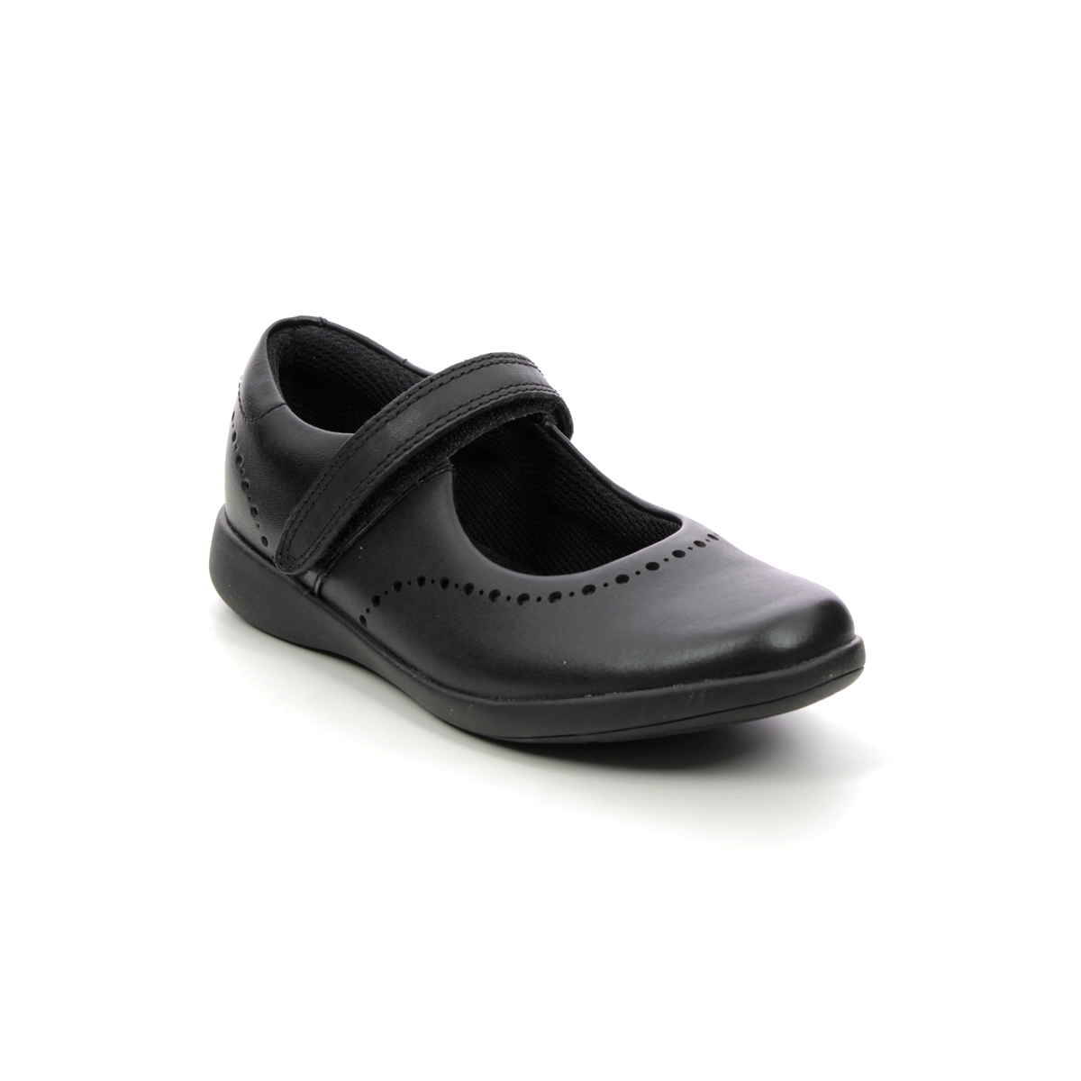 Clarks Etch Craft K Black leather Kids girls school shoes 4310-15E in a Plain Leather in Size 12.5