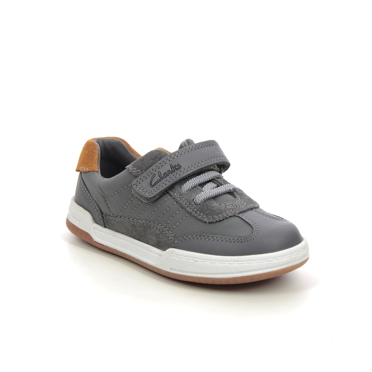 Clarks Fawn Family K Grey Leather Kids Boys Toddler Shoes 751156F In Size 7 In Plain Grey Leather F Width Fitting Regular Fit For kids