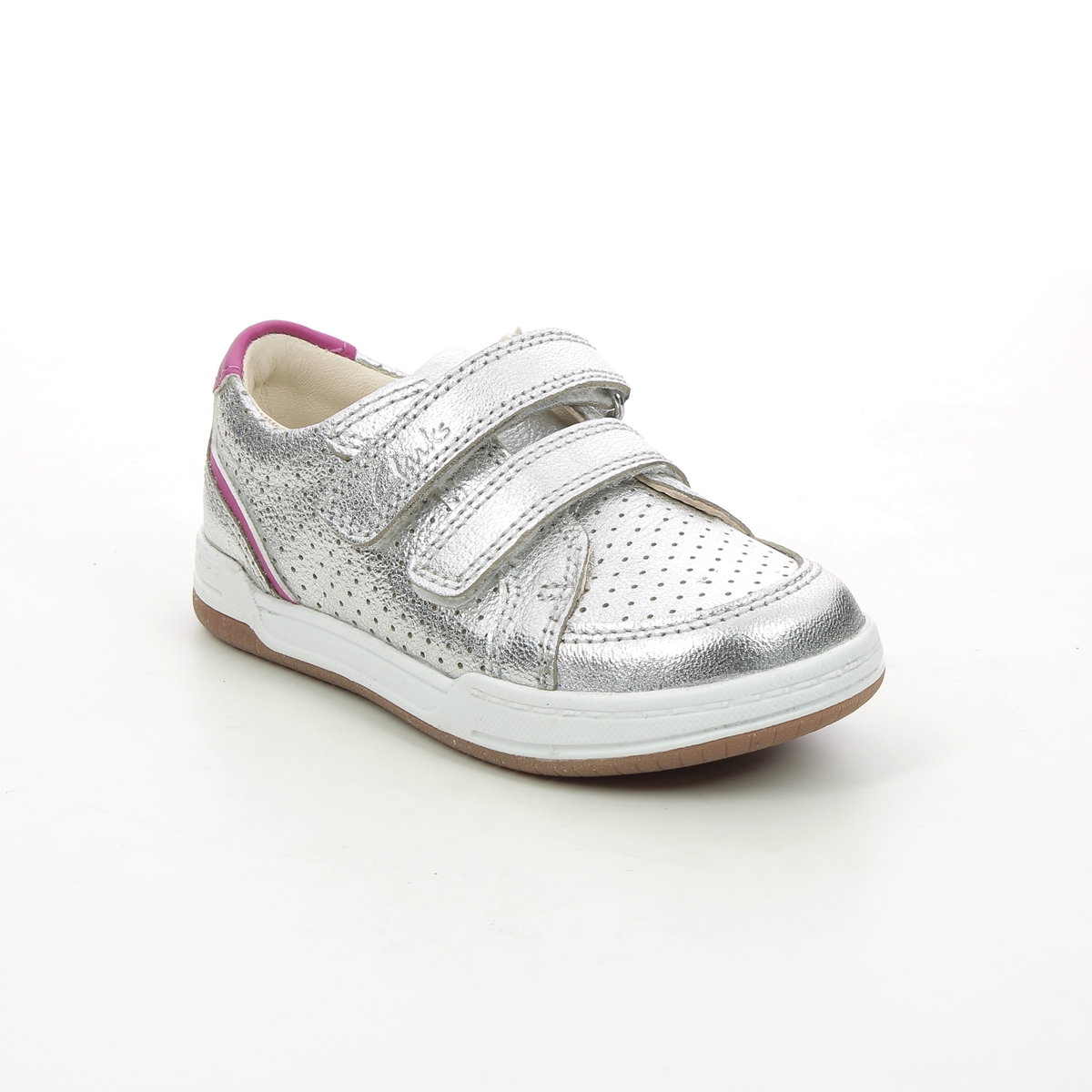 Clarks Fawn Solo T Silver Kids first shoes 6246-06F in a Plain Leather in Size 8