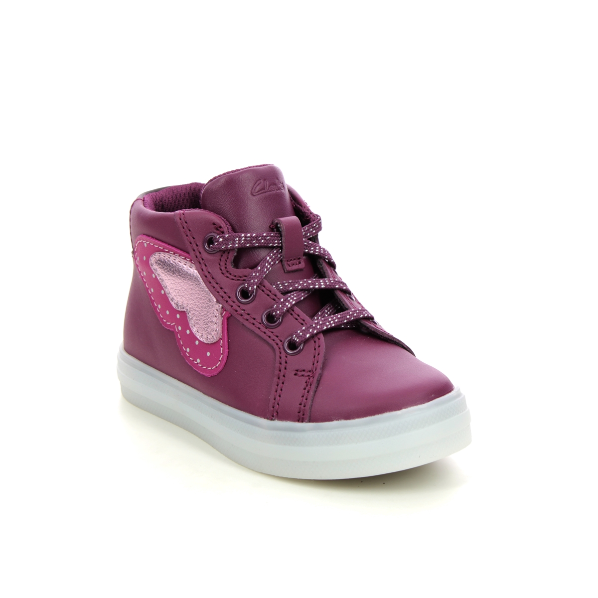 Clarks Flare Sparky T Plum Leather Kids Toddler Girls Boots 6194-47G in a Plain Leather in Size 6.5