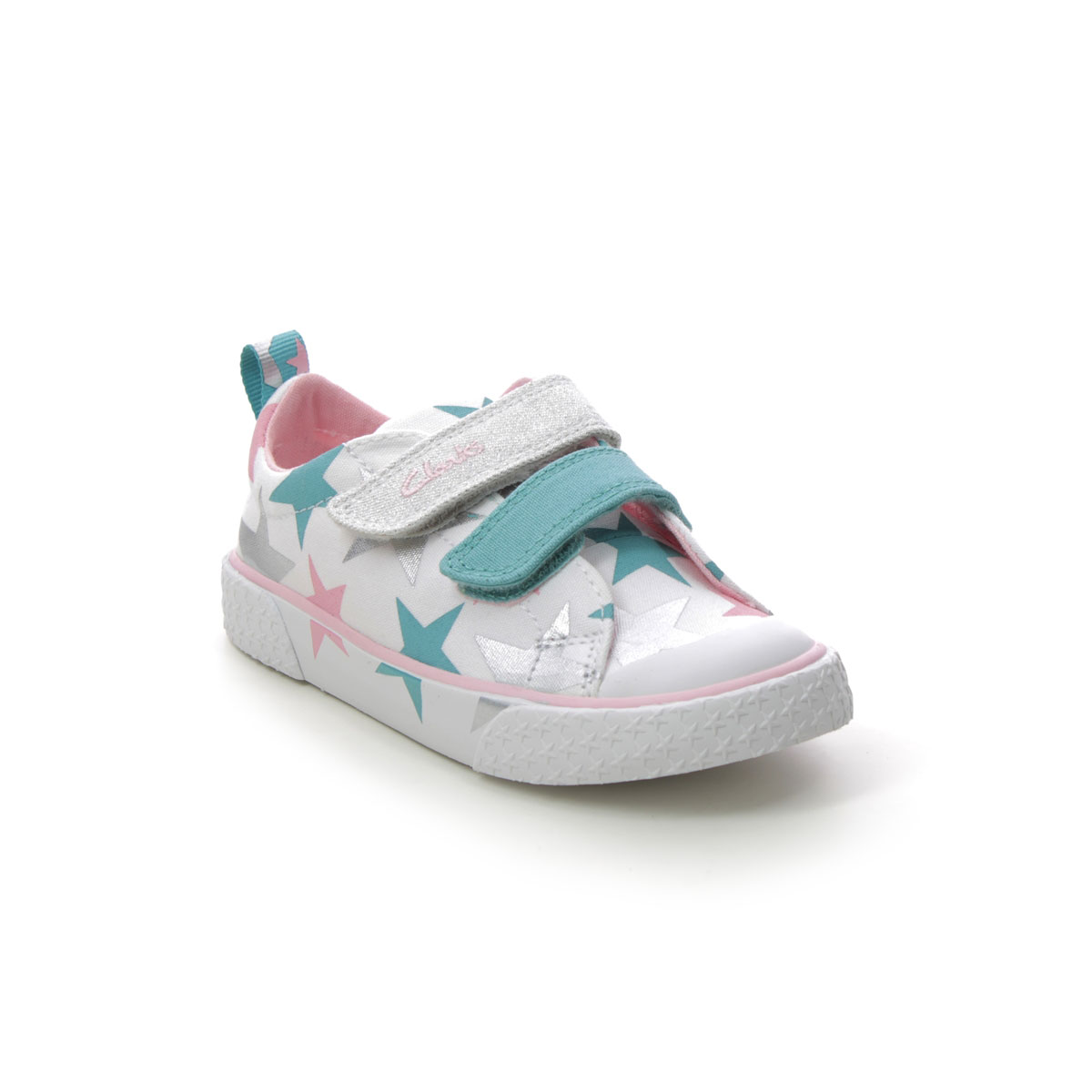Clarks Foxing Lo K Cotton Kids toddler girls trainers 6635-46F in a Plain Canvas in Size 7